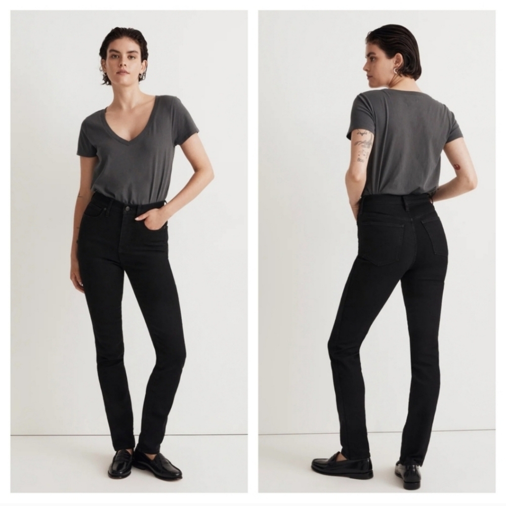 Madewell Stovepipe Jeans In Black Rinse Wash Size 26 Like New